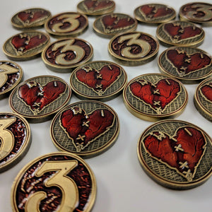 Custom Token - Arkham: Wounded Heart Luxury Tokens - Unofficial Metal Tokens Compatible With Arkham Horror LCG