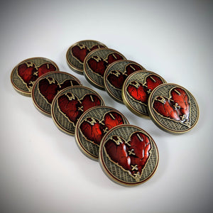Custom Token - Arkham: Wounded Heart Luxury Tokens - Unofficial Metal Tokens Compatible With Arkham Horror LCG